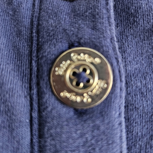 Lilly Pulitzer Medium Women Navy Blue Cotton Stretch Knit Gold Buttons - Picture 6 of 12